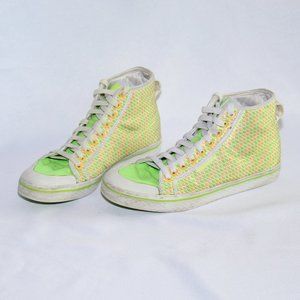 Adidas Originals Green Orange Satin Streetwear Mid Sneakers G05973 Women's 8